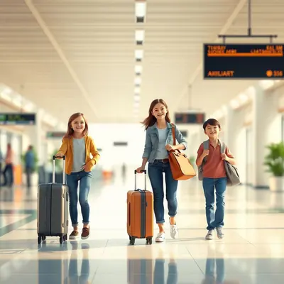 Family arriving at a UAE airport on a family sponsorship visa