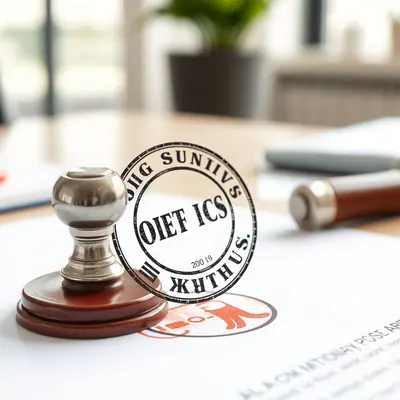 Official UAE company rubber stamp pressing on a document