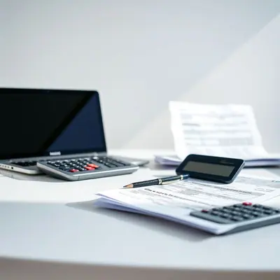 Calculator and UAE VAT tax documents on a desk